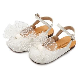 Babywalker Γαλλικό Σαμπό με Χειροποίητο Τούλινο Φιόγκο BW4859 Εκρού - Βαπτιστικό Παπούτσι για Κορίτσι στο Oneirokosmos