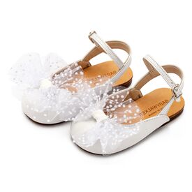 Babywalker Γαλλικό Σαμπό με Χειροποίητο Τούλινο Φιόγκο BW4859 Λευκό - Βαπτιστικό Παπούτσι για Κορίτσι στο Oneirokosmos