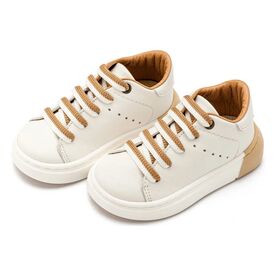 Babywalker Δετό Sneaker με Δίχρωμο Κορδόνι EXC5294 Λευκό Μπεζ - Βαπτιστικό Παπούτσι για Αγόρι στο Oneirokosmos