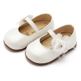 Babywalker Γοβάκι  Μονή Μπαρέτα με Λουλούδι  PRI2640 Εκρού - Βαπτιστικό Παπούτσι για Κορίτσι στο Oneirokosmos