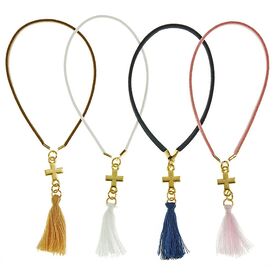 Nuovavita Μαρτυρικό Βραχιόλι Δερματάκι με Σταυρό NU2305 Φυσικό/Ροζ/Μπλε Μαρίν/Λευκό 50τμχ. - Για Κορίτσι στο Oneirokosmos