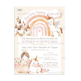 Tsantakides Προσκλητήριο Βάπτισης για Κορίτσι με θέμα Unicorn 932 - Προσκλητήρια Βάπτισης στο Oneirokosmos