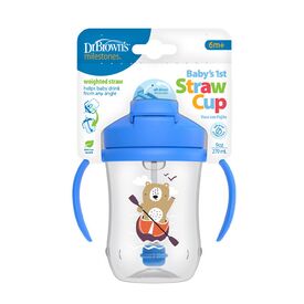 Dr. Brown's   Κύπελλο με καλαμάκι & λαβές   6m+  Blue  270ml TC91012 - Ποτηράκια 6μηνών + στο Oneirokosmos