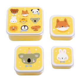 A Little Lovely Company Σετ 4 Δοχεία Φαγητού Lunch & Snack Box Animal Friends SBSEAF81 - Σετ Φαγητού, Μπολάκια, Πιατάκια Φαγητού στο Oneirokosmos