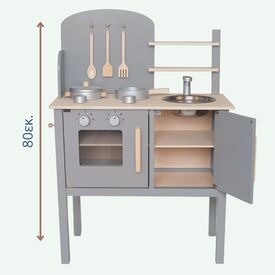 Jabadabado Ξύλινη Παιδική Κουζίνα με Κατσαρολικά Γκρι JB-W7270 - Δώρα στο Oneirokosmos