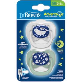 Dr. Brown's πιπίλα Advantage Night πιπίλα Σιλικόνης, Blue  0-6m  2τμχ PA12004 - Πιπίλες στο Oneirokosmos