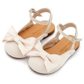 Babywalker Γαλλικό Σαμπό με Σατέν Φιόγκο  BW4855 Εκρού - Βαπτιστικό Παπούτσι για Κορίτσι στο Oneirokosmos