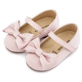 Babywalker Γοβάκι Μονή Μπαρέτα με Σατέν Φιόγκο  BW4870 Ροζ - Βαπτιστικό Παπούτσι για Κορίτσι στο Oneirokosmos