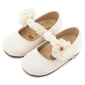 Babywalker Γοβάκι Μονή Μπαρέτα με Υφασμέτινο Διακοσμητικό BW4888 Εκρού - Βαπτιστικό Παπούτσι για Κορίτσι στο Oneirokosmos