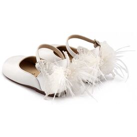 Babywalker Γαλλικό Γοβάκι με Διακοσμημένη Φτέρνα Πεταλούδα BW4891 Λευκό - Βαπτιστικό Παπούτσι για Κορίτσι στο Oneirokosmos