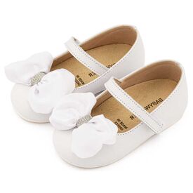 Babywalker Γοβάκι Μονή Μπαρέτα με Σατέν Φιόγκο  BW4893 Λευκό - Βαπτιστικό Παπούτσι για Κορίτσι στο Oneirokosmos