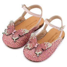 Babywalker Σαμπό Διακοσμημένο Ολόγυρα με Στρας και Πεταλούδα EXC5857 Ροζ - Βαπτιστικό Παπούτσι για Κορίτσι στο Oneirokosmos