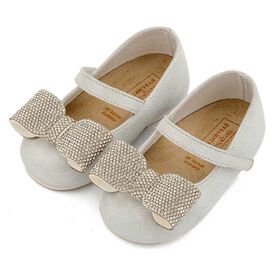 Babywalker Γοβάκι Μονή Μπαρέτα Διακοσμημένο με Στρασένιο Φιόγκο EXC5883 Λευκό Πάγου - Βαπτιστικό Παπούτσι για Κορίτσι στο Oneirokosmos