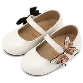 Babywalker Γοβάκι με Στρασένια Πεταλούδα στο Πλάι EXC5894 Εκρού - Βαπτιστικό Παπούτσι για Κορίτσι στο Oneirokosmos