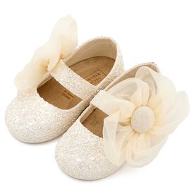 Babywalker Γοβάκι Μονή Μπαρέτα Διακοσμημένο με Μεγάλο Λουλούδι Οργάντζας EXC5899 Εκρού - Βαπτιστικό Παπούτσι για Κορίτσι στο Oneirokosmos