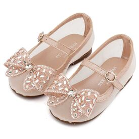 Babywalker Γοβάκι απο Ύφασμα Φιλντιρέ και Φιόγκο Στρας EXC5903 Ροζ Αντικέ - Βαπτιστικό Παπούτσι για Κορίτσι στο Oneirokosmos