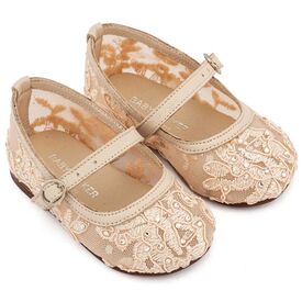 Babywalker Γοβάκι απο Ύφασμα Φιλντιρέ Δαντέλα LU6128 Μπεζ - Βαπτιστικό Παπούτσι για Κορίτσι στο Oneirokosmos