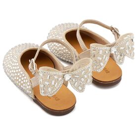 Babywalker Σαμπό Διακοσμημένο Ολόγυρα με Στρας και Φιόγκο απο Στρας στη Φτέρνα LU6132 Μπεζ - Βαπτιστικό Παπούτσι για Κορίτσι στο Oneirokosmos