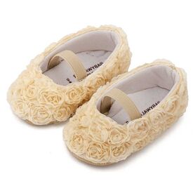 Babywalker Μπαλαρινα Διακοσμημένη με Chiffon Λουλούδια MI1660 Εκρού - Βαπτιστικό Παπούτσι για Κορίτσι στο Oneirokosmos