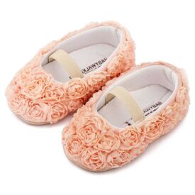 Babywalker Μπαλαρινα Διακοσμημένη με Chiffon Λουλούδια MI1660 Ροζ - Βαπτιστικό Παπούτσι για Κορίτσι στο Oneirokosmos