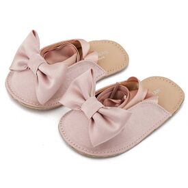 Babywalker Γαλλικό Σαμπό με Σατέν Φιόγκο  MI1661 Ροζ Αντικέ - Βαπτιστικό Παπούτσι για Κορίτσι στο Oneirokosmos