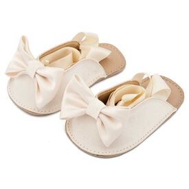 Babywalker Γαλλικό Σαμπό με Σατέν Φιόγκο  MI1661 Εκρού - Βαπτιστικό Παπούτσι για Κορίτσι στο Oneirokosmos