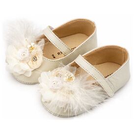 Babywalker Γοβάκι Μονή Μπαρέτα με Υφασμάτινο Χειροποίητο Φιογκάκι MI1663 Εκρού - Βαπτιστικό Παπούτσι για Κορίτσι στο Oneirokosmos