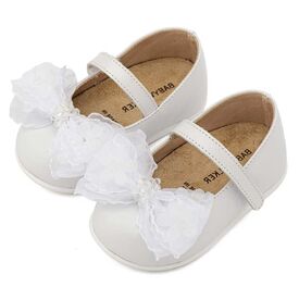 Babywalker Γοβάκι Μονή Μπαρέτα Φιογκάκι Οργάντζας PRI2659 Λευκό - Βαπτιστικό Παπούτσι για Κορίτσι στο Oneirokosmos