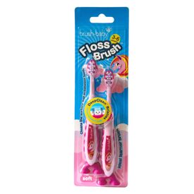 Brush-Baby FlossBrush Unicorn Οδοντόβουρτσα για Παιδιά 3-6 Ετών 2τεμ - Προϊόντα υγιεινής φροντίδας στο Oneirokosmos