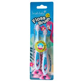Brush-Baby FlossBrush Flamingo Οδοντόβουρτσα για Παιδιά 3-6 Ετών 2τεμ - Προϊόντα υγιεινής φροντίδας στο Oneirokosmos