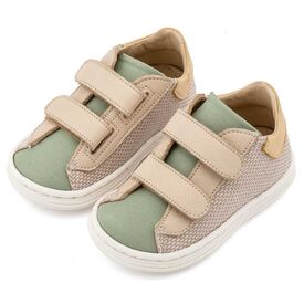 Babywalker Σνίκερ με Διπλή  Μπαρέτα Χρατς BS3095 Μπεζ Μέντα - Βαπτιστικό Παπούτσι για Αγόρι στο Oneirokosmos