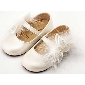 Babywalker Γοβάκι Μονή Μπαρέτα Διακοσμημένη με Χειροποίητο Διακοσμητικό BS3598 Εκρού - Βαπτιστικό Παπούτσι για Κορίτσι στο Oneirokosmos