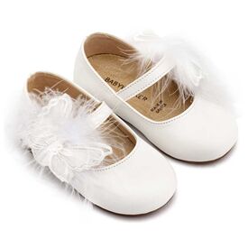 Babywalker Γοβάκι Μονή Μπαρέτα Διακοσμημένη με Χειροποίητο Διακοσμητικό BS3598 Λευκό - Βαπτιστικό Παπούτσι για Κορίτσι στο Oneirokosmos