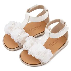 Babywalker Πέδιλο με Διακοσμητικό Οργάντζας BS3601 Λευκό - Βαπτιστικό Παπούτσι για Κορίτσι στο Oneirokosmos