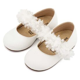 Babywalker Γοβάκι Μονή Μπαρέτα Διακοσμημένη  BS3602 Λευκό - Βαπτιστικό Παπούτσι για Κορίτσι στο Oneirokosmos