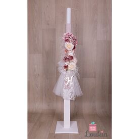 Loukia Χειροποίητη Λαμπάδα Βάπτισης για Κορίτσι  E605 - Για Κορίτσι στο Oneirokosmos