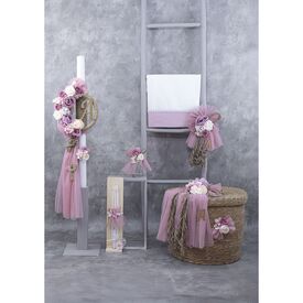 Loukia Καλάθι Βάπτισης Bamboo "Natural Rope & Roses" με Μονόγραμμα Τ734 - Για Κορίτσι στο Oneirokosmos