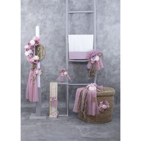 Loukia Καλάθι Βάπτισης Bamboo "Natural Rope & Roses" με Μονόγραμμα Τ734 - Για Κορίτσι στο Oneirokosmos