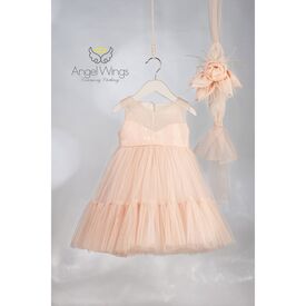 Angel Wings Βαπτιστικό Ρούχο για Κορίτσι Barbie Σχέδιο 304 Dusty Pink - Ρούχα Βάπτισης για Κορίτσι στο Oneirokosmos