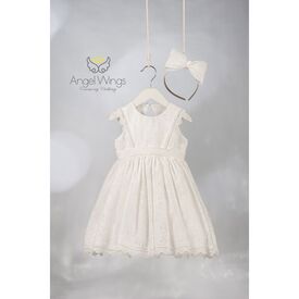 Angel Wings Βαπτιστικό Ρούχο για Κορίτσι Hermosa Σχέδιο 308 Off White - Ρούχα Βάπτισης για Κορίτσι στο Oneirokosmos