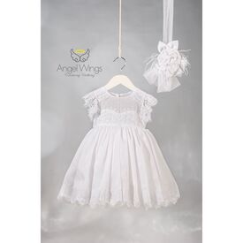 Angel Wings Βαπτιστικό Ρούχο για Κορίτσι Baleria Σχέδιο 309 White - Ρούχα Βάπτισης για Κορίτσι στο Oneirokosmos