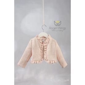 Angel Wings Βαπτιστικό Ρούχο για Κορίτσι Bolero Chanel Σχέδιο 328 Dusty Pink - Ρούχα Βάπτισης για Κορίτσι στο Oneirokosmos