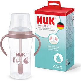 Nuk Perfect Match Εκπαιδευτικό Ποτηράκι με Καλαμάκι Σιλικόνης 8m+ 260ml Bear 10216319 - Εκπαιδευτικά Ποτηράκια στο Oneirokosmos