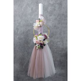 Loukia Λαμπάδα Βάπτισης  "Gold Hoops & Roses" Ε735 - Για Κορίτσι στο Oneirokosmos