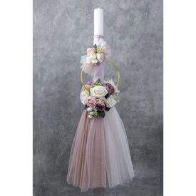 Loukia Λαμπάδα Βάπτισης  "Gold Hoops & Roses" Ε735 - Για Κορίτσι στο Oneirokosmos