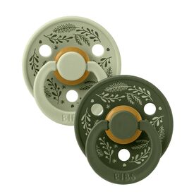 Bibs Πιπίλα Latex Colour Holiday Leaf Sage/Hunder Green 2τμχ. Νο1 11027101 - Πιπίλες στο Oneirokosmos