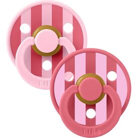 Bibs Πιπίλα Latex Studio Colour Block Baby Pink/Coral Mix 2τμχ. Νο1 11022101 - Πιπίλες στο Oneirokosmos