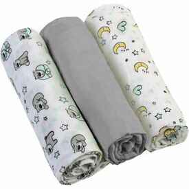 Babyono Σετ Βαμβακερές μουσελίνες 70x70 cm 3 τμχ Γκρί BN348/01 - Πάνες-Λαβέτες-Σελτέδες στο Oneirokosmos