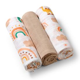Babyono Σετ Βαμβακερές μουσελίνες 70x70 cm 3 τμχ BN348/08 - Πάνες-Λαβέτες-Σελτέδες στο Oneirokosmos