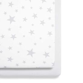 SNUZ ΣΕΤ ΣΕΝΤΟΝΙΑ 2 ΤΕΜΑΧΙΩΝ ΓΙΑ ΛΙΚΝΟ 44 x 80 cm GREY STARS - Σεντόνια Κούνιας στο Oneirokosmos
